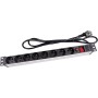 Perel Bloque multiplicar PDU con Interruptor, protección contra sobrecargas, 8 Tomas con Toma de Tierra (Tipo E), Cable de 2,15