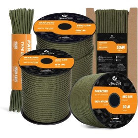 Abma Cord 4mm Paracord 550 Nylon Cuerda (10-15-30-50m) Tipo III 7 Hebras Cuerda de Nailon - MAX. 250 kg - Ejército Verde, 15m