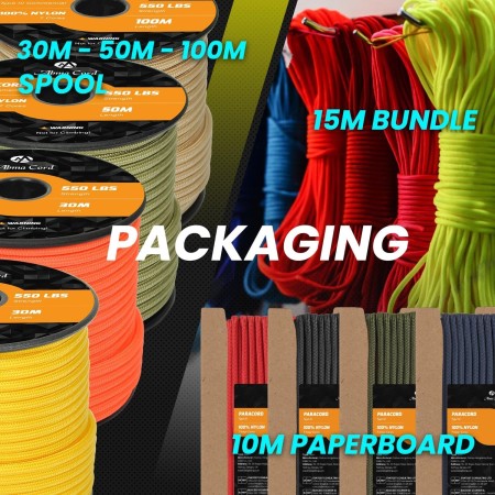 Abma Cord 4mm Paracord 550 Nylon Cuerda (10-15-30-50m) Tipo III 7 Hebras Cuerda de Nailon - MAX. 250 kg - Ejército Verde, 15m