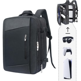 Hap Tim Mochila de viaje para consola PS5, funda acolchada de protección PlayStation 5, gran capacidad para portátil,
