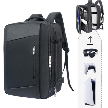 Hap Tim Mochila de viaje para consola PS5, funda acolchada de protección PlayStation 5, gran capacidad para portátil,