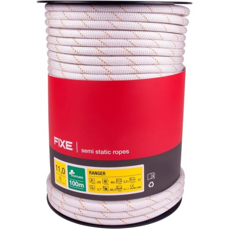 FIXE - Cuerda Semiestática Ranger 11mm 100m Blanca - Cuerda Trabajos Verticales y Aplicaciones Deportivas - Homologada