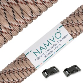 Namvo 550 Paracord Mil Spec Tipo III Cable de paracaídas de 7 Cuerdas Longitud 100 pies / 30 Metros - Desierto Camo