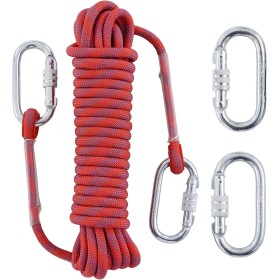 LZ.MZXU Cuerda Escalada 10M, 10mm Cuerda de Escalada Cuerda de Seguridad Nylon Cuerda Cuerdas de Rescate con 2 Mosquetón para