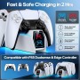 Cargador para PS5 Mando con Cable, Base de Carga para PS 5 Edge, 2,5H Carga para PS5 Mando Cargador para Playstation 5