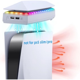 Mcbazel RGB Ventilador de Enfriamiento Superior para PS5, Accesorios de Refrigeración Ajustable 3 Velocidades Cubierta Antipolvo