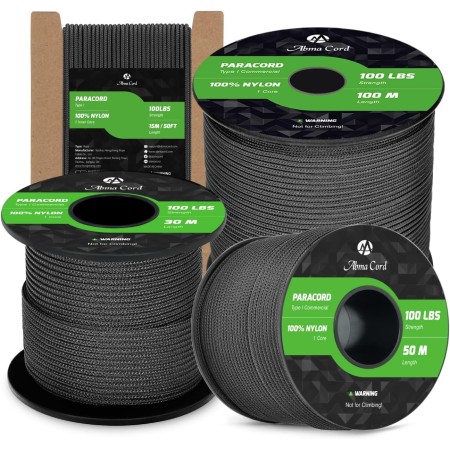 Abma Cord Paracord 2mm Cuerda de 100% Nylon 15m Tipo I Cuerda de Paracaídas 1 Hebra - MAX. 45 kg - Naranja