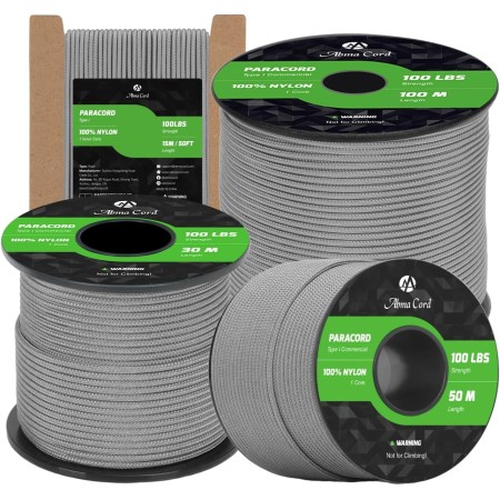 Abma Cord Paracord 2mm Cuerda de 100% Nylon 15m Tipo I Cuerda de Paracaídas 1 Hebra - MAX. 45 kg - Naranja