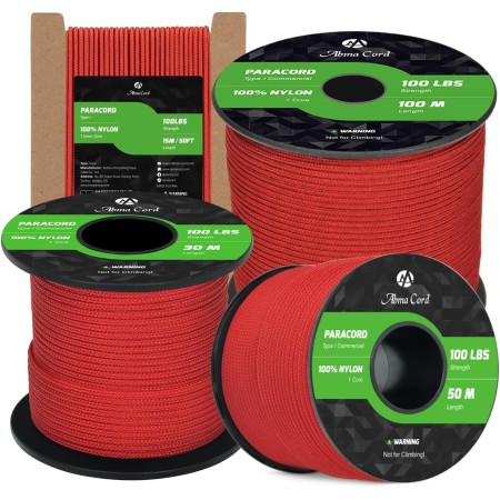 Abma Cord Paracord 2mm Cuerda de 100% Nylon 15m Tipo I Cuerda de Paracaídas 1 Hebra - MAX. 45 kg - Naranja