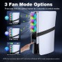 Ventilador de Refrigeración para PS5 Slim y PS5 Pro - Tendak Ventilador de Refrigeración LED con luz RGB, Puerto USB 3.0 y 3