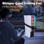 Ventilador de Refrigeración para PS5 Slim y PS5 Pro - Tendak Ventilador de Refrigeración LED con luz RGB, Puerto USB 3.0 y 3
