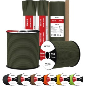 Brotree 4mm Paracord 550 7 Hebras Cuerda de Nylon 15M Tipo III Cuerda de Paracaídas para Supervivencia, Al Aire Libre, Bricolaje