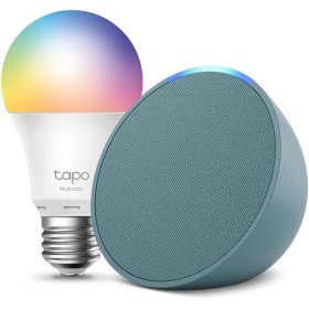 Echo Pop | Verde azulado + Tapo L530EA Bombilla LED Inteligente (E27), Compatible con Alexa - Kit de inicio de Hogar digital