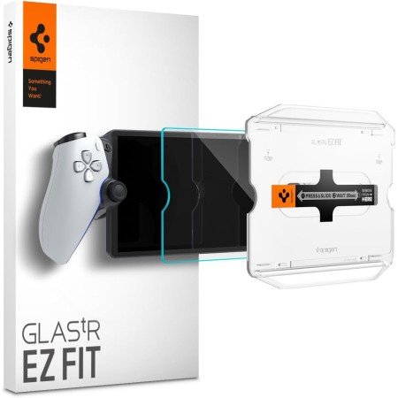 Spigen Glas.tR EZ Fit Protector Pantalla para Sony PlayStation Portal Remote Player, 1 Unidad, Instalación Fácil, Crystal Clear,
