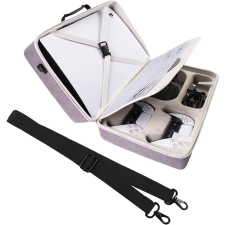Khanka Duro Viaje Funda Case Estuche para Sony Consola Playstation 5.（Solo Estuche, Blanco