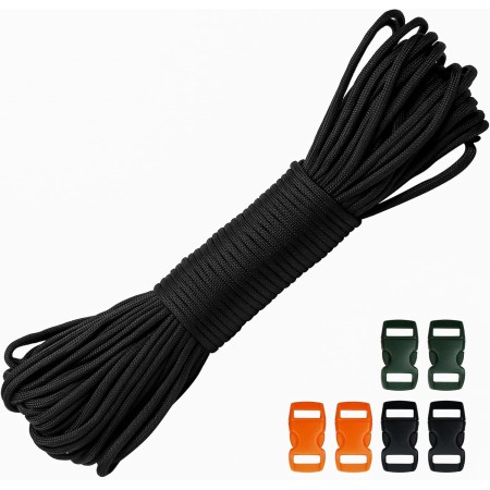 suruikei 30m Cord Paracord 550 4mm Cuerda Paracord 7 Hebras Cuerda de Nylon Cuerda de Paracaídas Carga para Acampar, Al Aire