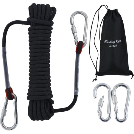 LZ.MZXU Cuerda Escalada 30M, 10mm Cuerda de Escalada Cuerda de Seguridad Nylon Cuerda Cuerdas de Rescate con 2 Mosquetón para