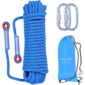 LZ.MZXU Cuerda Escalada 10M, 10mm Cuerda de Escalada Cuerda de Seguridad Nylon Cuerda Cuerdas de Rescate con 2 Mosquetón para