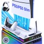 ALEEMTRY Soporte para PS5 Slim con ventilador de 3 niveles, luz RGB, almacenamiento de 15 juegos, soporte para PS5, soporte para