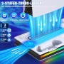 ALEEMTRY Soporte para PS5 Slim con ventilador de 3 niveles, luz RGB, almacenamiento de 15 juegos, soporte para PS5, soporte para