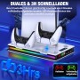 ALEEMTRY Soporte para PS5 Slim con ventilador de 3 niveles, luz RGB, almacenamiento de 15 juegos, soporte para PS5, soporte para