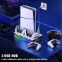 ALEEMTRY Soporte para PS5 Slim con ventilador de 3 niveles, luz RGB, almacenamiento de 15 juegos, soporte para PS5, soporte para