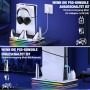 ALEEMTRY Soporte para PS5 Slim con ventilador de 3 niveles, luz RGB, almacenamiento de 15 juegos, soporte para PS5, soporte para