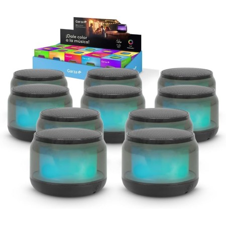 Garza - Altavoz Portátil Inalámbrico Bluetooth 5.1/ Micro SD con 15 Modos de luz LED Multicolor, Sonido 360º y Manos Libres