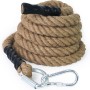 Aoneky Cuerda para Trepar de Yute - 30/40/50mm, 3-9M, Cuerda de Escalada con Mosquetón, Cuerda para Crossfit Entrenamiento