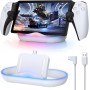 FASTSNAIL Soporte de carga para reproductor remoto PS Portal, estación de carga portátil con 14 modos de luz RGB y cable tipo C,