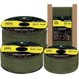 Kamu Synber Paracord 2mm 3 Hebras 15M 100% Nylon Tipo I Cuerda de Paracaídas para Exteriores, Bricolaje, Artesanía | Soporta