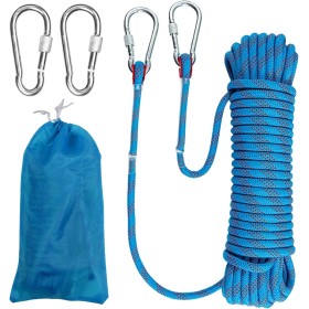Cuerda de escalada de 10 mm, cuerda de seguridad de 10 m, cuerda de escalada estática para exteriores, cuerda de rescate con 2