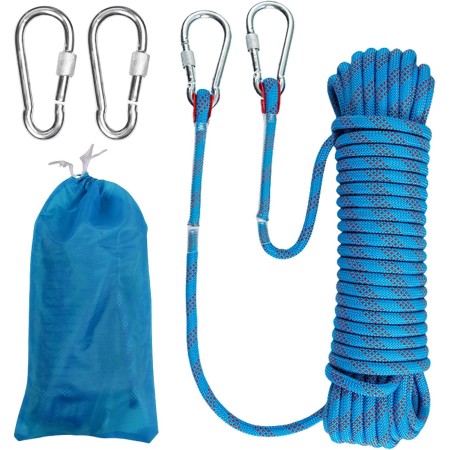 Cuerda de escalada de 10 mm, cuerda de seguridad de 10 m, cuerda de escalada estática para exteriores, cuerda de rescate con 2
