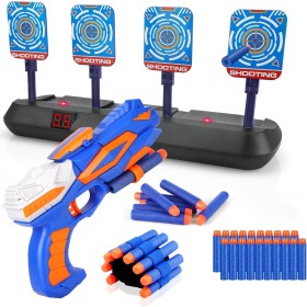 Diana Electronica con Pistola para Nerf, Objetivo de Tiro Automático con 20 Balas & Muñequeras, Juguete Niños 3 4 5 6 7 8 9 10