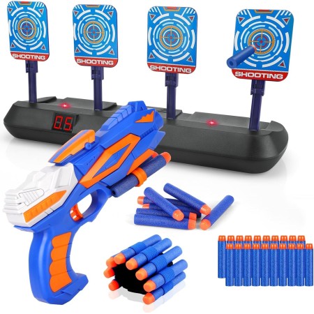 Diana Electronica con Pistola para Nerf, Objetivo de Tiro Automático con 20 Balas & Muñequeras, Juguete Niños 3 4 5 6 7 8 9 10