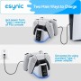 eSynic Cargador Mando para PS5 y PS5 Edge con Iluminación Ambientales Geniales e Indicadores de Luz LED Base de Carga con Cable