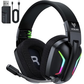 WESEARY WG1 Cascos Gaming Inalambricos, Auriculares Gaming Inalambricos para PS5, PS4, PC, Switch, Sonido Estéreo Cascos con
