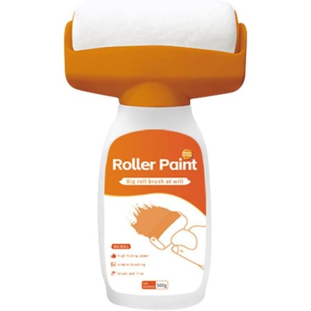 Pintura para retoques de pared, 500 g, color blanco, 2 en 1, rodillo para reparación de paredes, color blanco, crema para