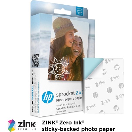 HP Sprocket 2x3" Impresora de fotos instantánea para smartphone - Portátil, inalámbrica en color - Fotos Zink adhesivas -