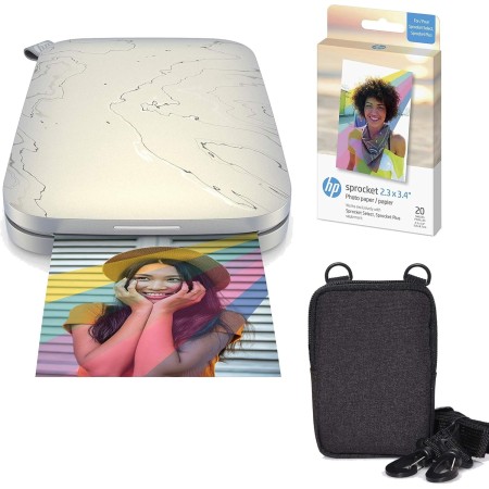 HP Sprocket Select Impresora fotográfica instantánea portátil de 2,3 x 3,4 Pulgadas (Blanco) Paquete de Viaje