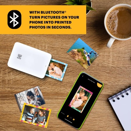 KODAK Step Slim Impresora de fotos instantáneas para smartphone- Portátil, delgada, inalámbrica en color- Fotos adhesivas Zink