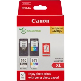 Canon Tinta y Papel Multipack - PG-560XL/CL-561XL Cartuchos de Tinta Genuinos 2 Pack (1 x Negro XL, 1 x Color XL) & Papel