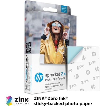 HP 2x3" Papel fotográfico premium Zink (50 hojas) compatible con la impresora fotográfica portátil Sprocket