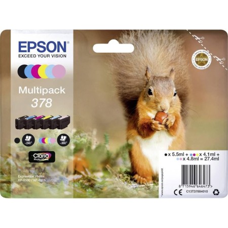 Epson 378 Squirrel Genuine Multipack, cartuchos de tinta de 6 colores, tinta Claria Photo HD, Normal
