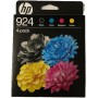 HP 924 6C3Z1NE, Pack de 4, Cartuchos de Tinta Originales Negro, Cian, Magenta y Amarillo, Compatible con impresoras HP OfficeJet