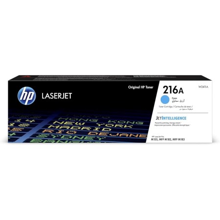 HP 216A W2411A, Cian, Cartucho Tóner Original, de 850 páginas, para impresoras HP Color LaserJet Pro MFP M182n y MFP M183fw