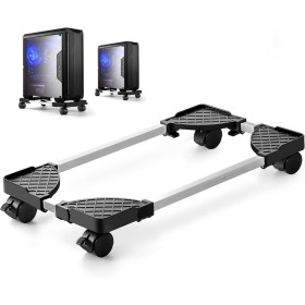 Hmseng soporte torre ordenador, soport pc con Rueda Soporta hasta 25kg,soporte para cpu Ajustable Ruedas con función de