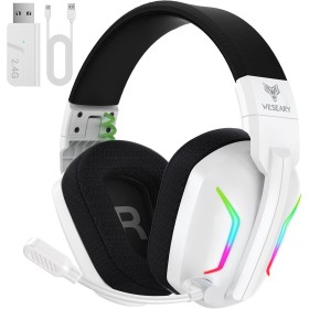 WESEARY WG1 Cascos Gaming Inalambricos, Auriculares Gaming Inalambricos para PS5, PS4, PC, Switch, Sonido Estéreo Auriculares