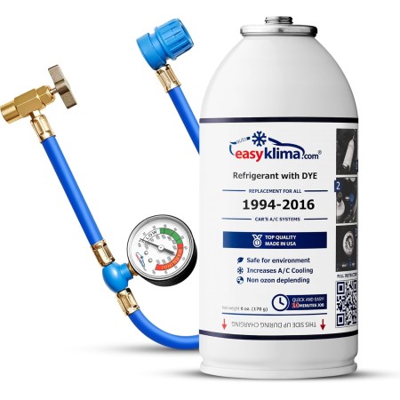 Kit de recarga EasyKlima® de refrigerante R134a 2 en 1: gas con manguera y manómetro DIY para coches fabricados entre 1994 y