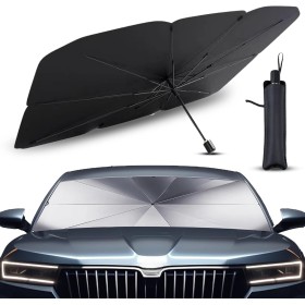 Parasol Coche Delantero Protector Solar SUV y Camión Parasol Paraguas Coche Resiste a los Rayos UV Parasol Plegable con Eje